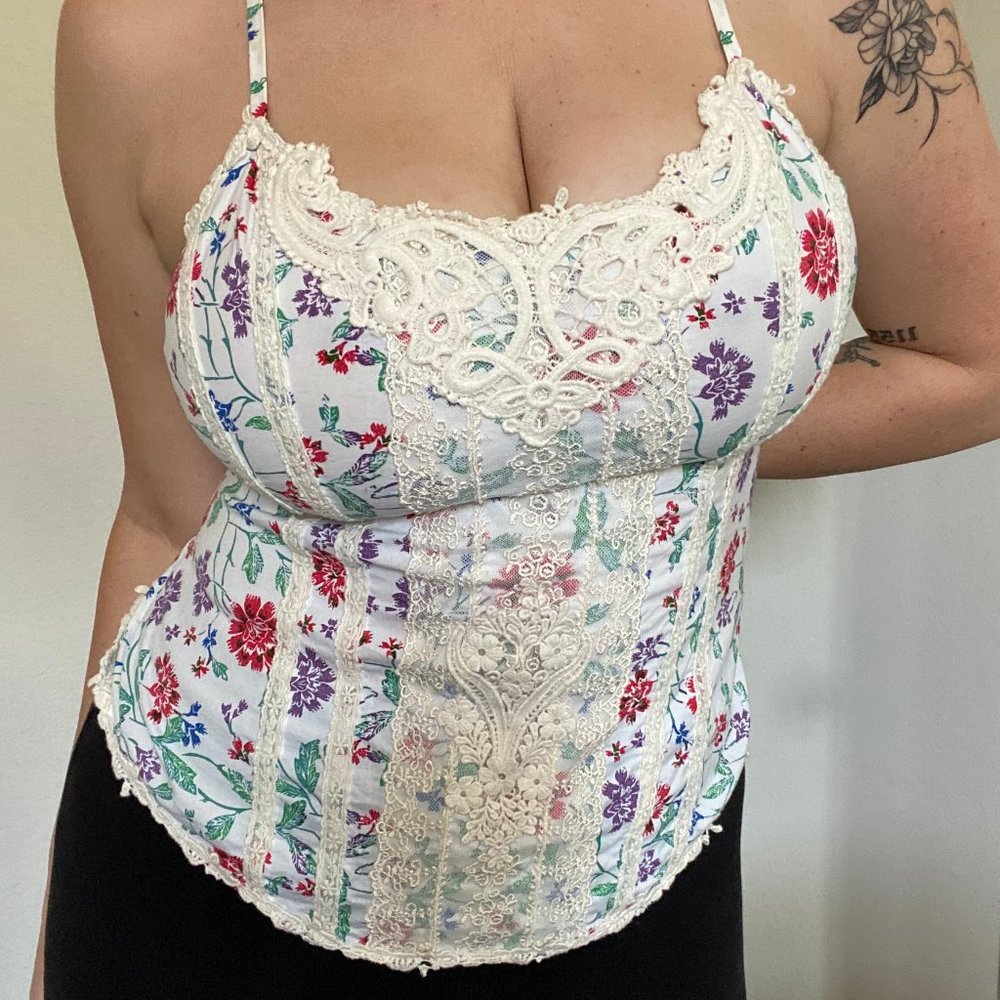 Vintage Free People Floral Corset Style Top